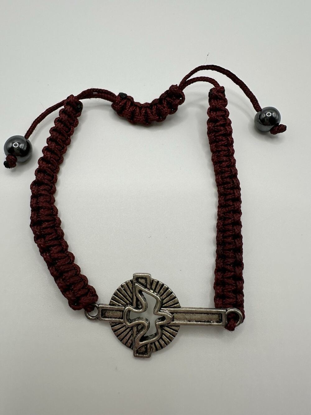 Religious Holy Spirit Cross Bracelet Red Cord Adjustable